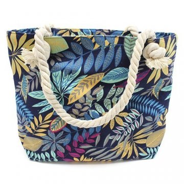 Plážová taška - Modrozelené a modré květy